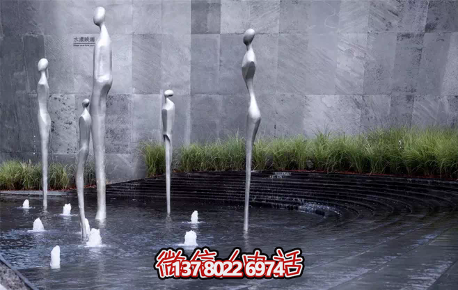 不銹鋼抽象噴泉雕塑，景觀創意裝置