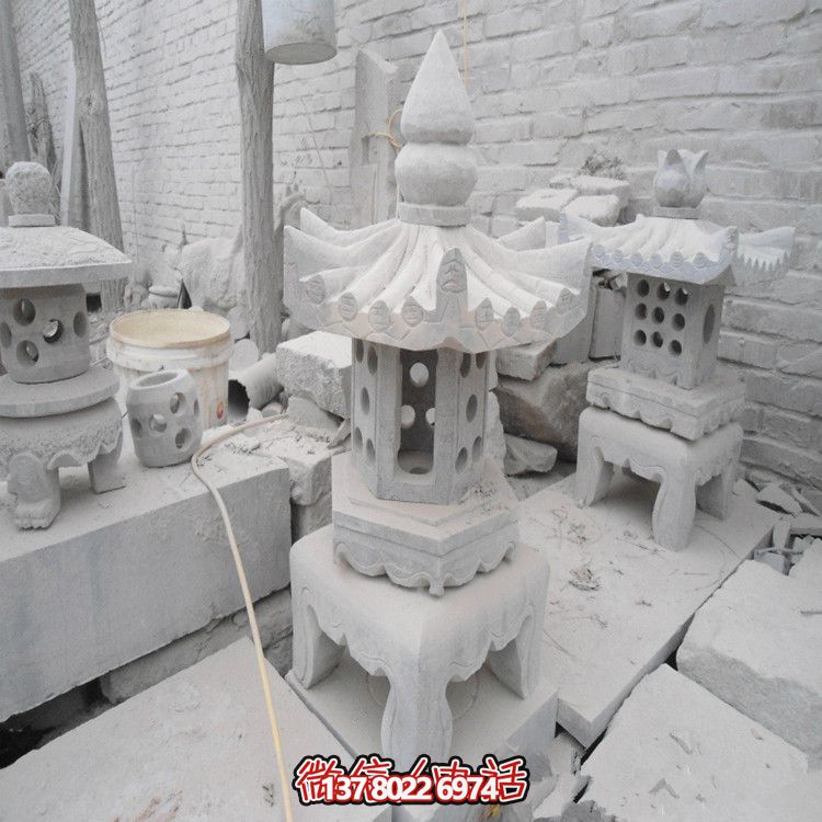 精美石燈鏤空大理石裝飾擺件，點亮你的漢白玉庭院