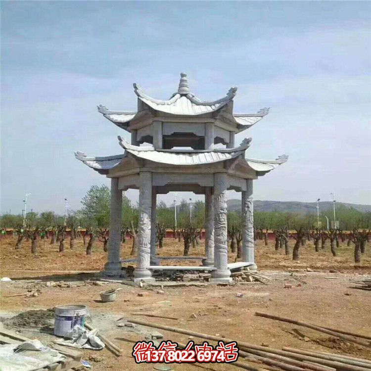 雙層雕塑涼亭，為景區、園林、戶外環境提供視覺美感