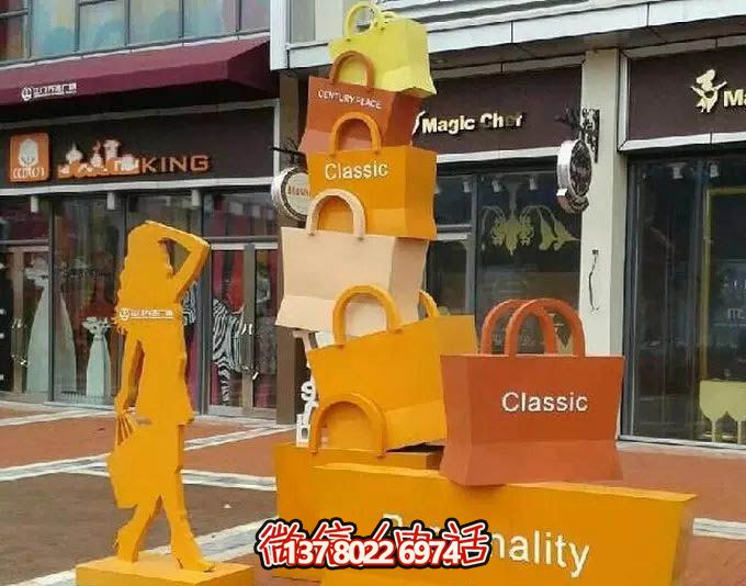 不銹鋼購物袋雕塑，讓您的商業街路邊擺放更具藝術感