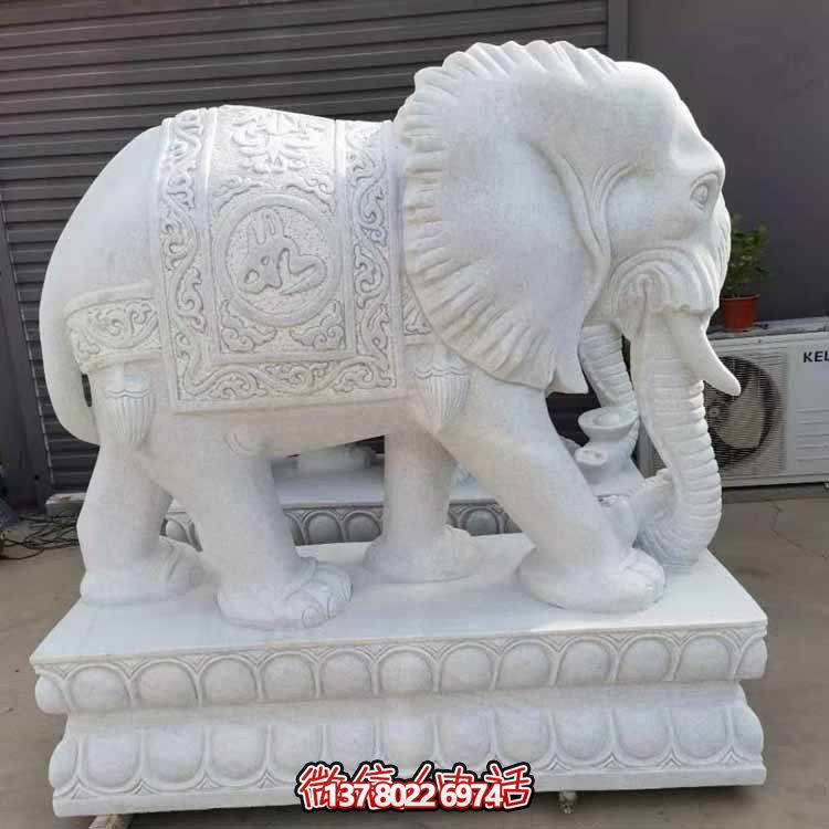 漢白玉雕塑藝術(shù)，景觀裝置招財(cái)大象