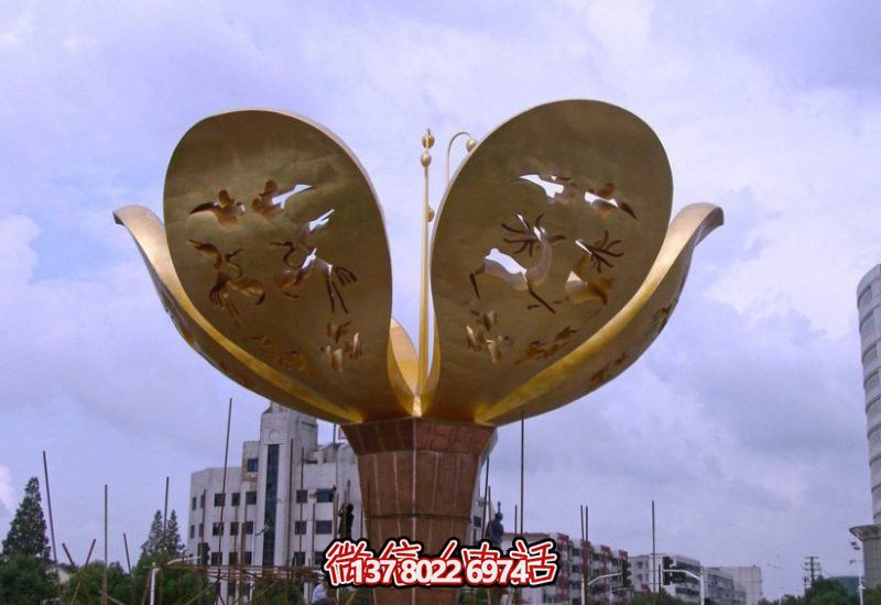 城市不銹鋼大型紫荊花景觀花朵雕塑 城市不銹鋼大型紫荊花景觀花朵雕塑